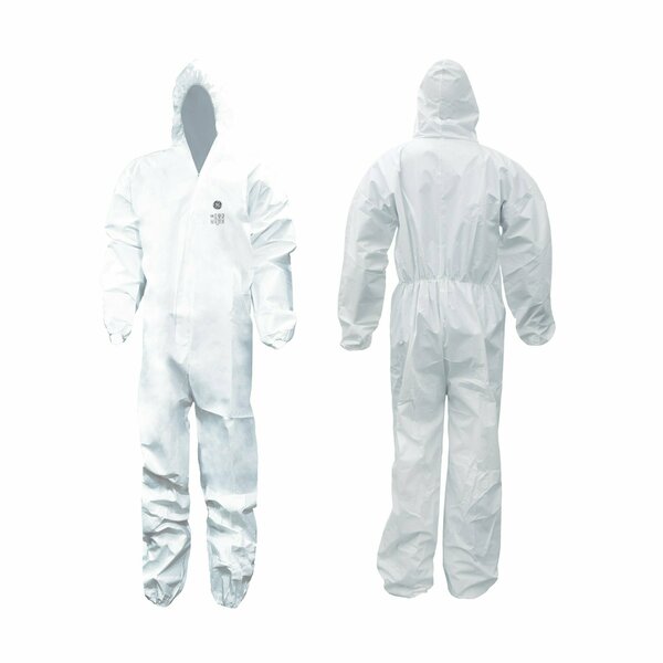 Ge Hooded Disposable Coveralls, XL, White, Zipper Flap GW904XL